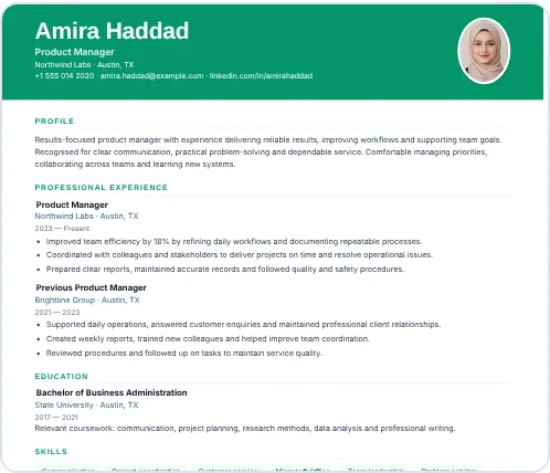 Software Developer – CV template 1